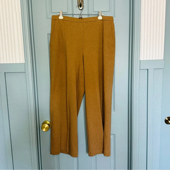Lafayette 148 New York Webster Ultra Comfort French Terry Tan Pants Sepia Brown - Picture 2 of 16